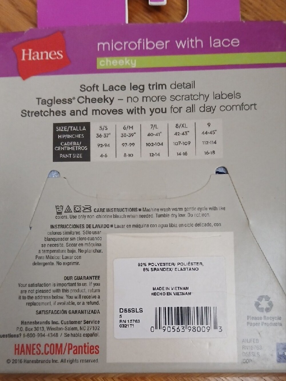 Hanes Cheeky Microfiber Bikini - Blue and White Floral with Navy Lace - Picture 2 of 3